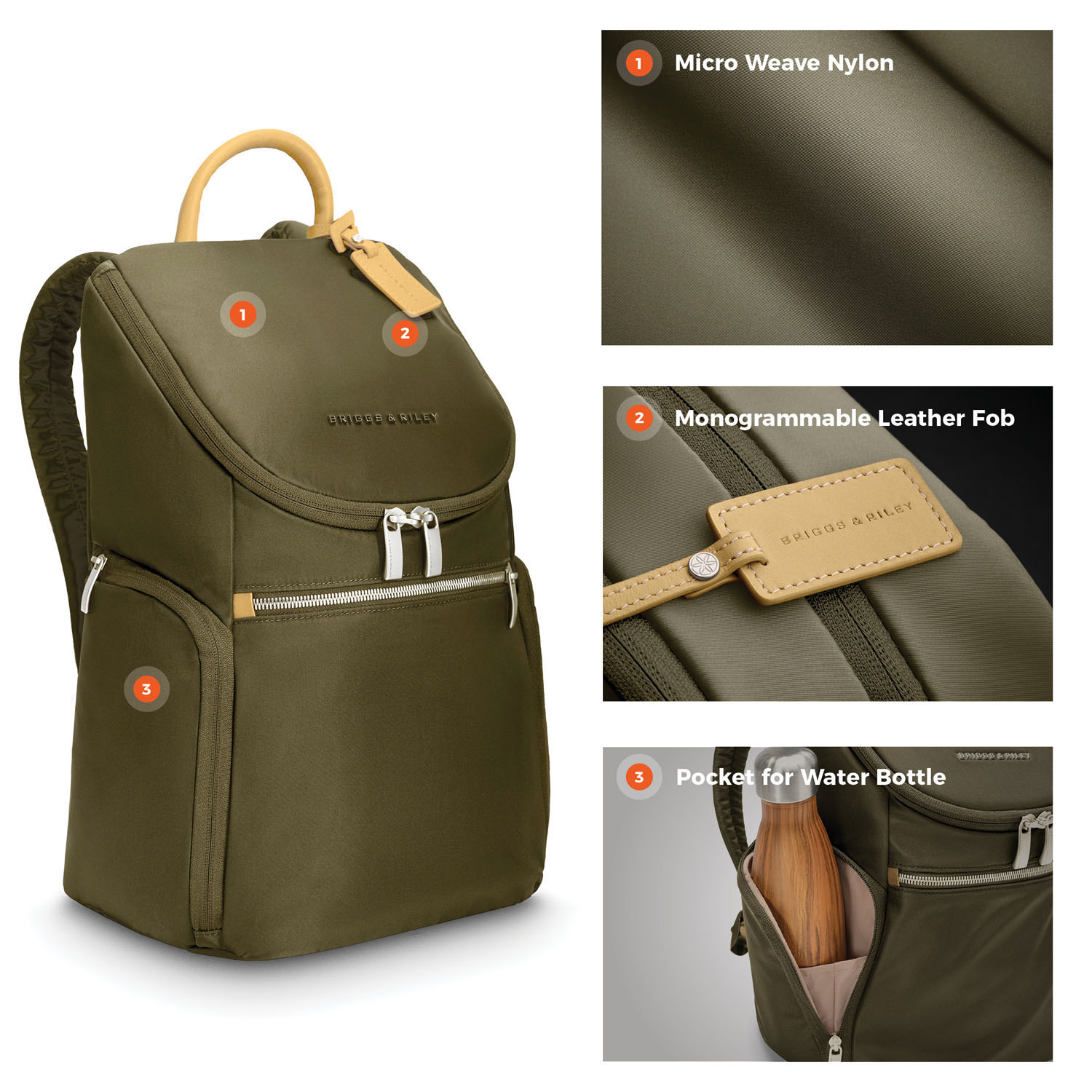 Briggs & Riley Rhapsody U Zip Backpack Olive Briggs & Riley Rhapsody U Zip Backpack Olive