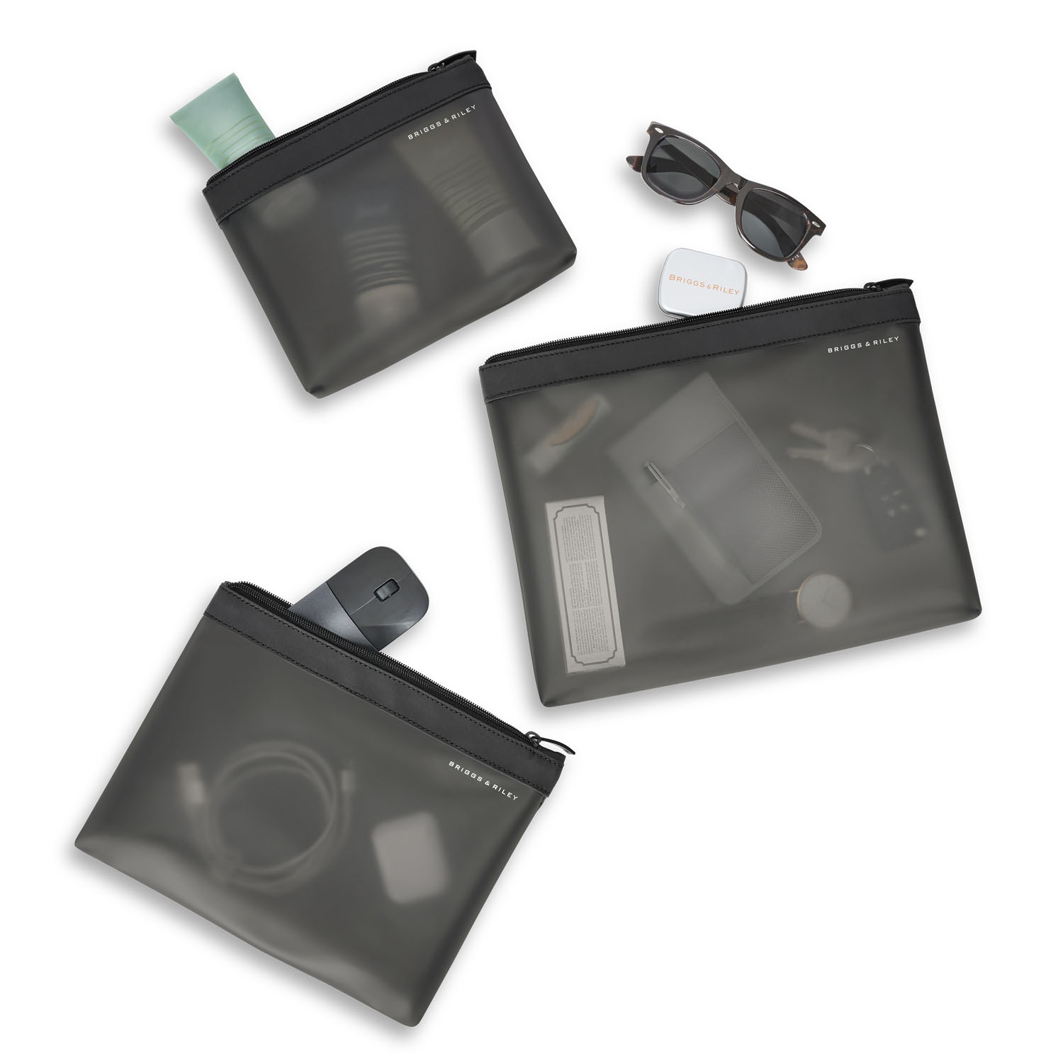 Briggs & Riley Travel Essentials Translucent Pouch 3-teilige-Set Black