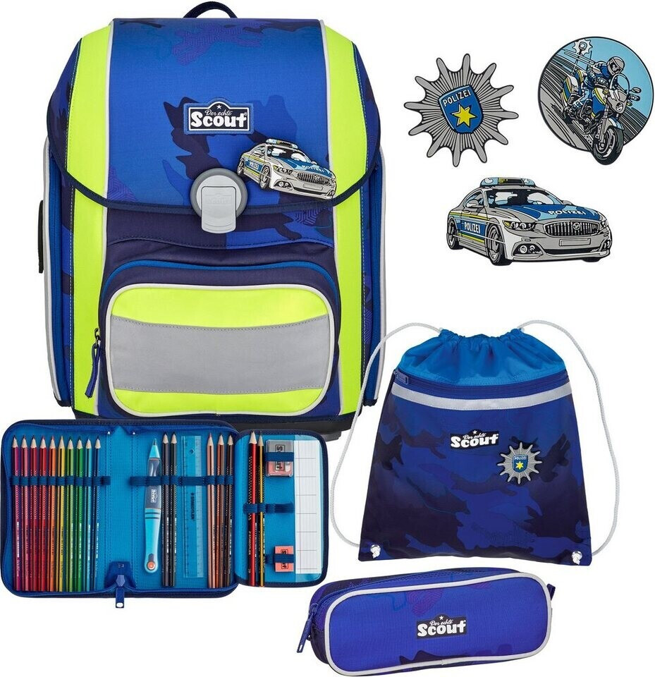 Scout Genius Schulranzen-Set 4-teilig mit Sportbeutel GIN Blue Police