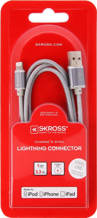 SKROSS Charge'n Sync Lightning Connector - Steel Line silber