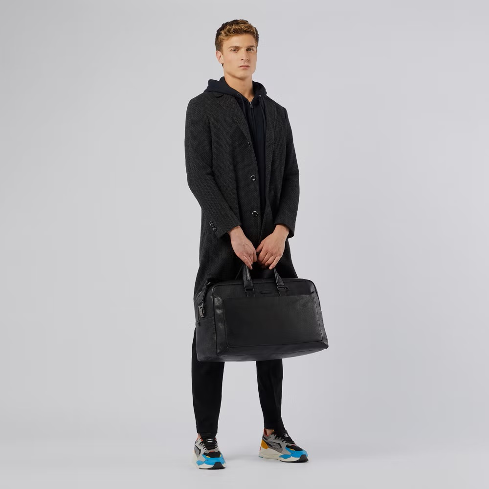 Piquadro Modus Special Leder-Reisetasche mit Trolley-Schlaufe Schwarz Piquadro Modus Special Leder-Reisetasche mit Trolley-Schlaufe Schwarz