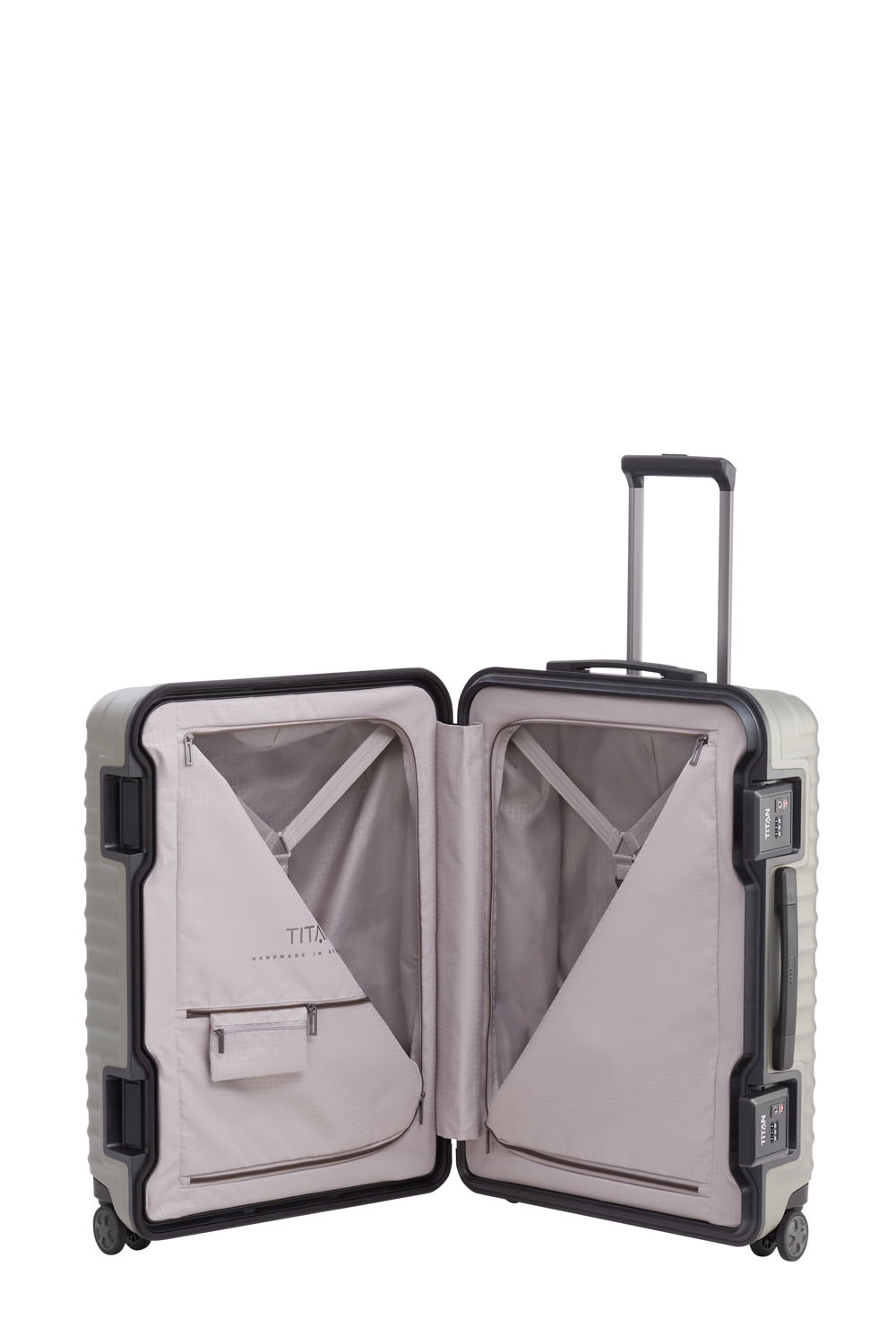 TITAN Litron Frame 4-Rollen Trolley M 69cm + Gratis Hotelgutschein Champagner