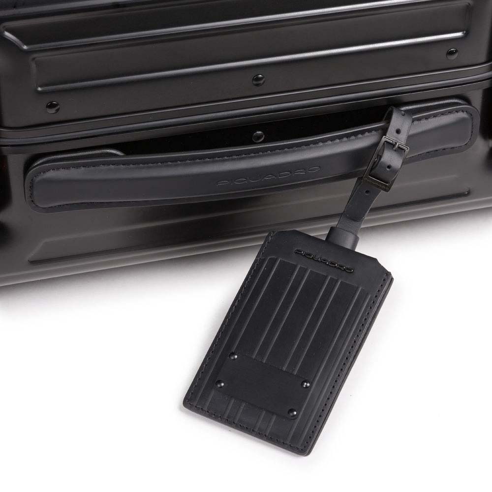 Piquadro PQ ALU Ultra slim Hartschalentrolley in Handgepäckgröße schwarz