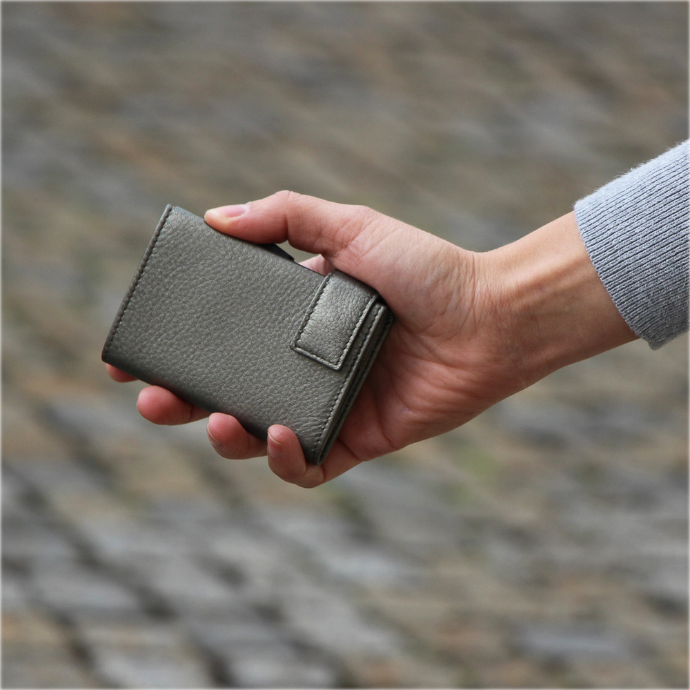 SecWal Metallic Kartenetui mit Münzfach Reißverschluss Metallic grau SecWal Metallic Kartenetui mit Münzfach Reißverschluss Metallic grau