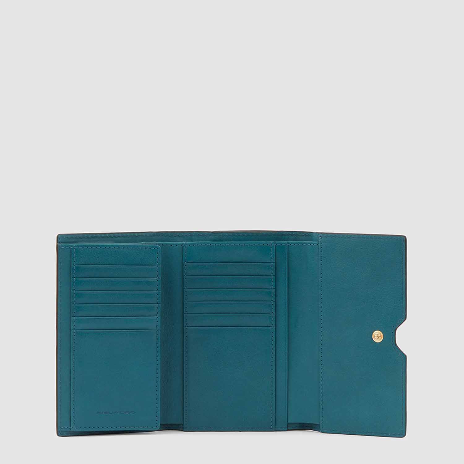 Piquadro Ray Dreifach faltbare Geldbörse Damen verde petrolio