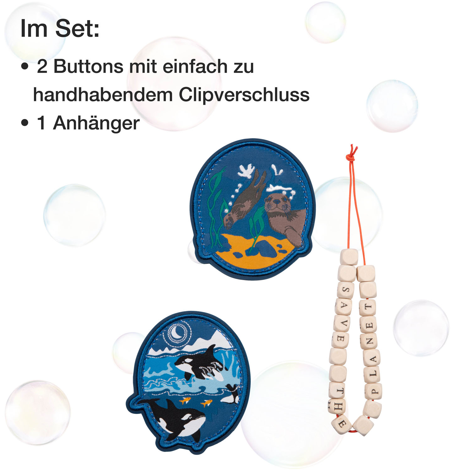 DerDieDas Schulzubehör Wechselbuttons 3er Set Grey Planet DerDieDas Schulzubehör Wechselbuttons 3er Set Grey Planet