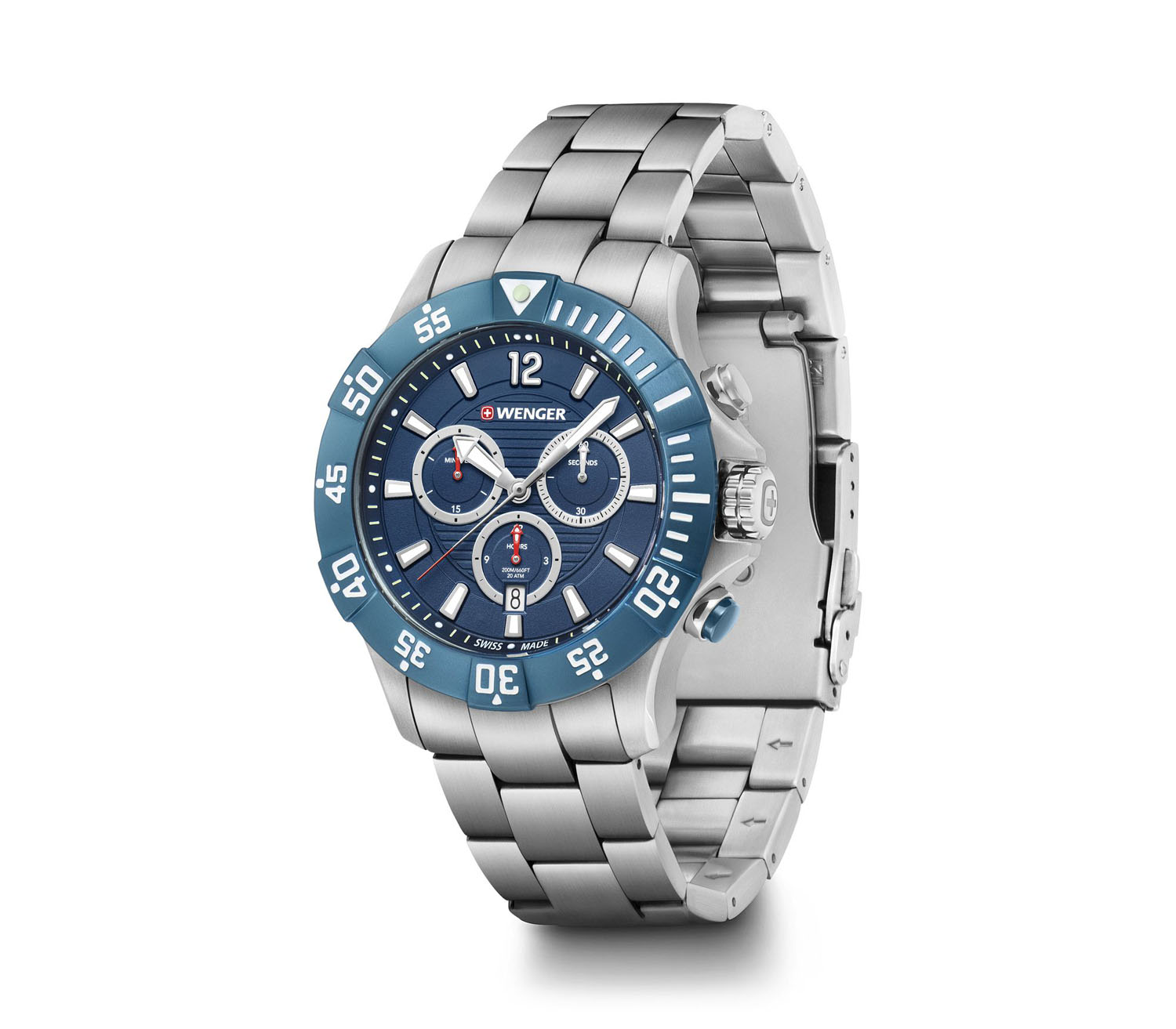 Wenger Seaforce Chrono 43mm Herrenuhr blau/silber Wenger Seaforce Chrono 43mm Herrenuhr blau/silber