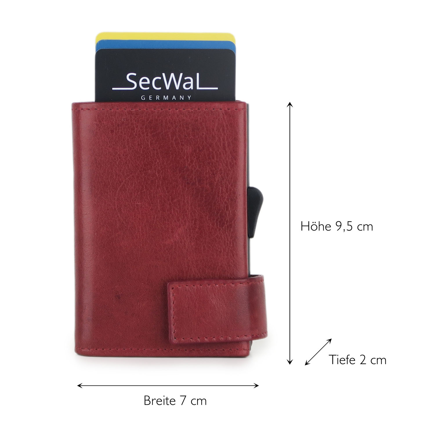 SecWal Matrix Kartenetui mit Reißverschluss-Münzfach Reißverschluss Vintage Rot
