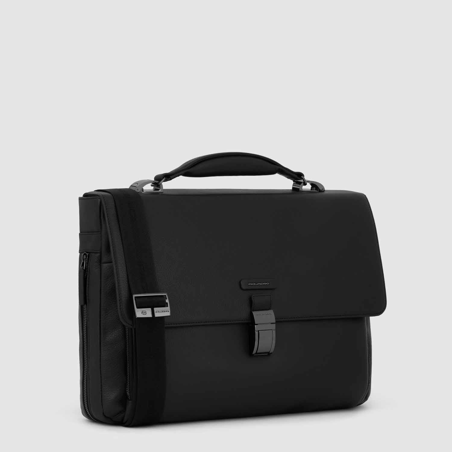 Piquadro Modus Special Ausdehnbare Laptoptasche 15,6" mit Überschlag Schwarz
