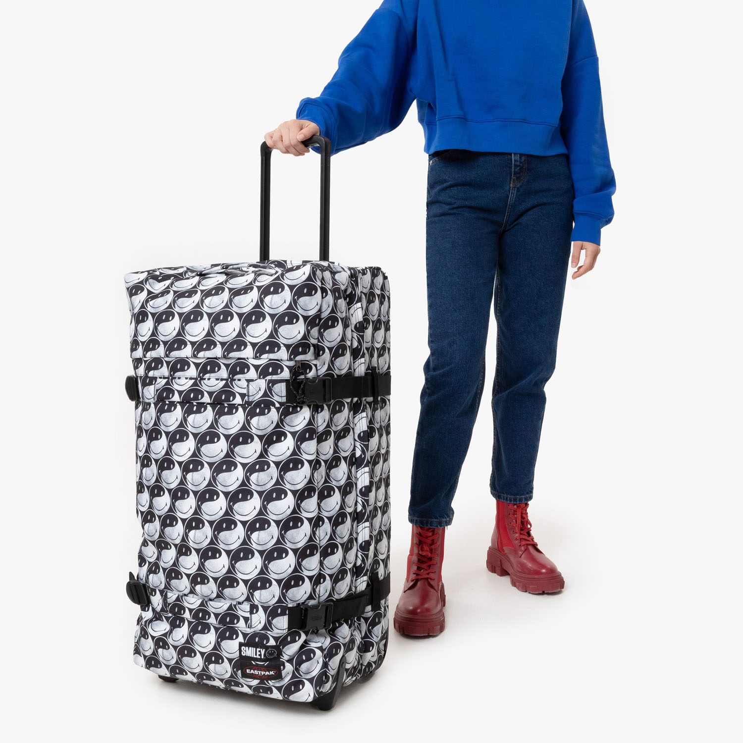 Eastpak Transit'R Reisetrolley L mit 2 Rollen 2024 Smiley YY Black