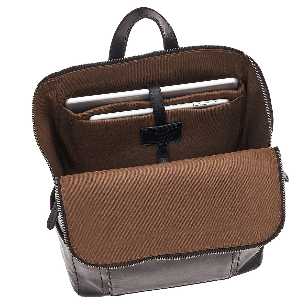 The Bridge Alberto Leder-Rucksack 44cm Schwarz/Ruthenium