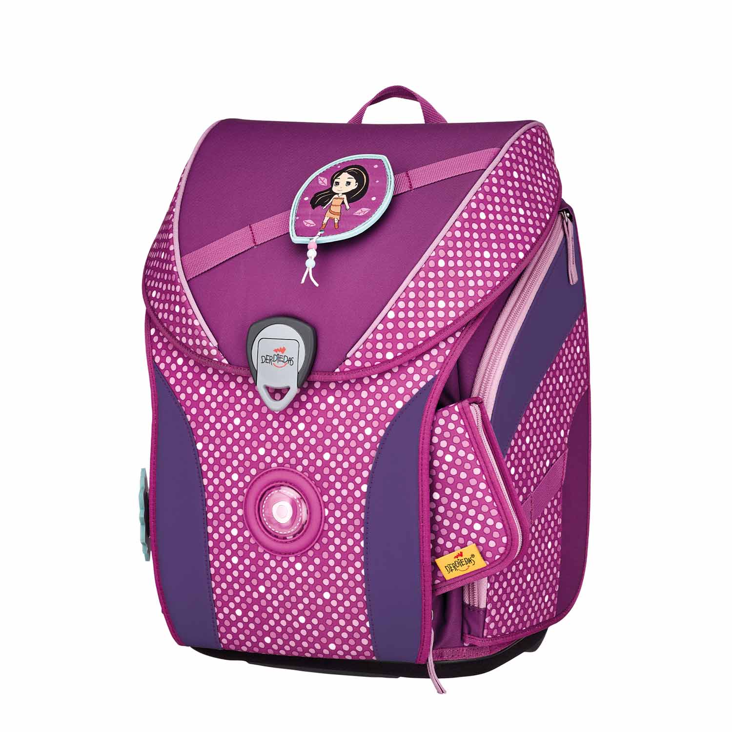 DerDieDas ErgoFlex MAX Schulrucksack-Set 5-teilig mit Sportbeutel Purple Dots