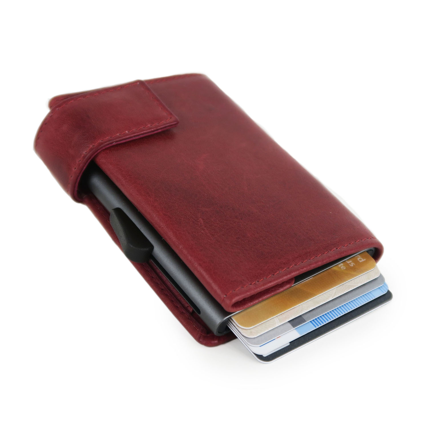 SecWal Matrix Kartenetui mit Reißverschluss-Münzfach Reißverschluss Vintage Rot SecWal Matrix Kartenetui mit Reißverschluss-Münzfach Reißverschluss Vintage Rot