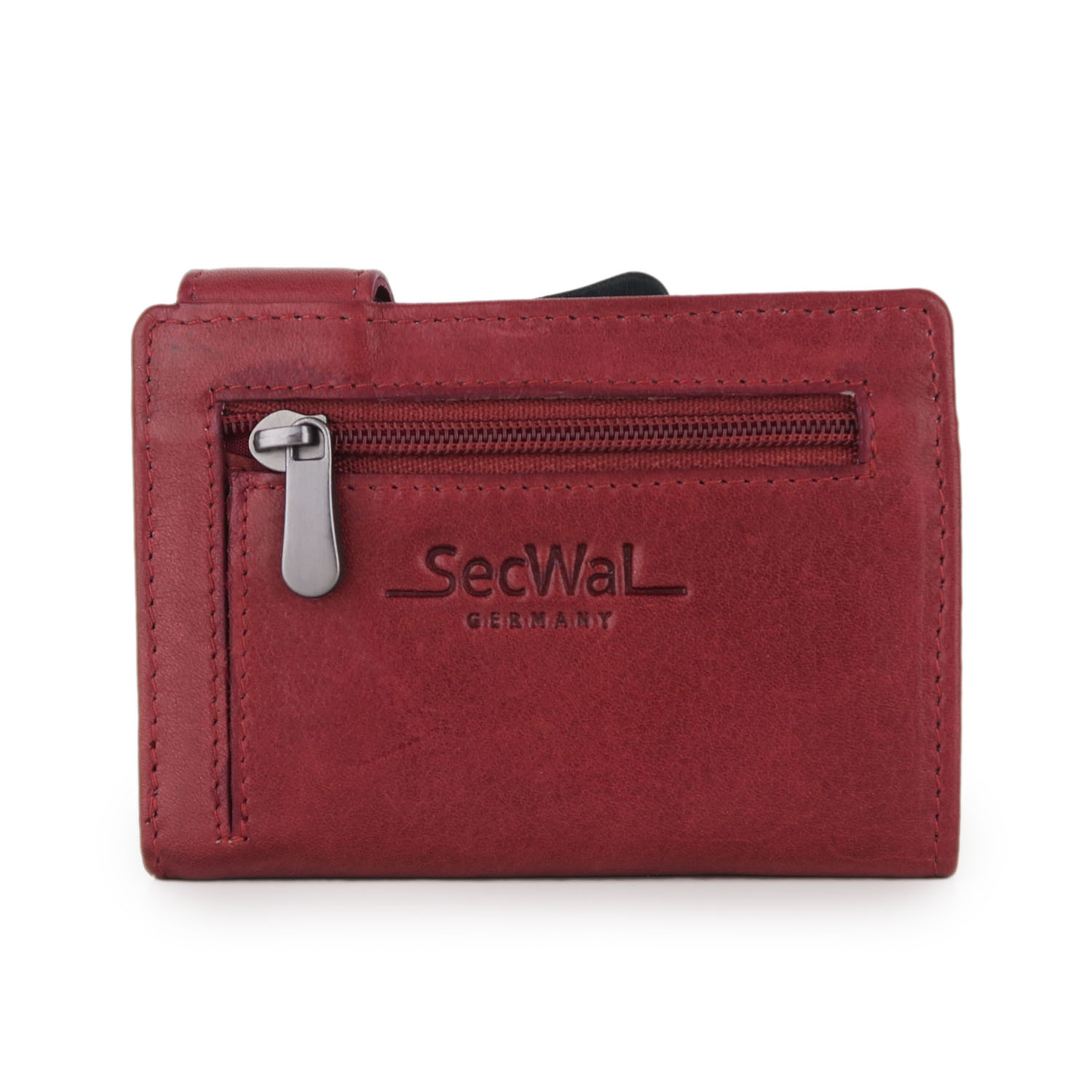 SecWal Matrix Kartenetui mit Reißverschluss-Münzfach Reißverschluss Vintage Rot SecWal Matrix Kartenetui mit Reißverschluss-Münzfach Reißverschluss Vintage Rot