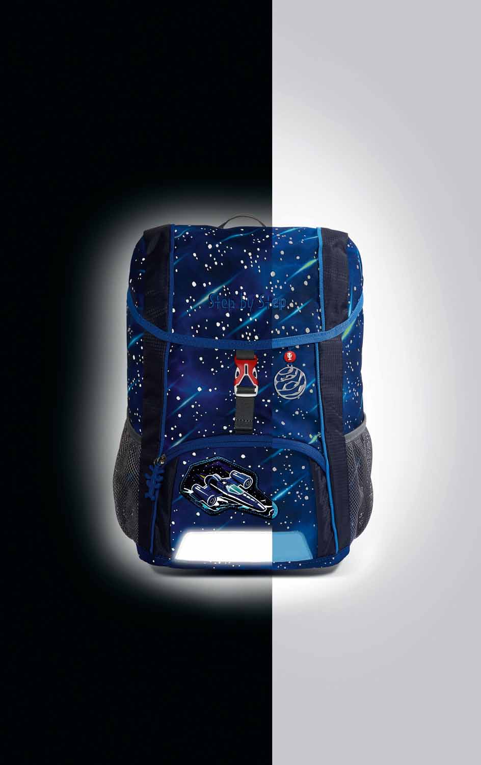 Step by Step Kinderrucksack KID REFLECT Rucksack-Set, 3-teilig inkl. Sitzkissen Star Shuttle Elio