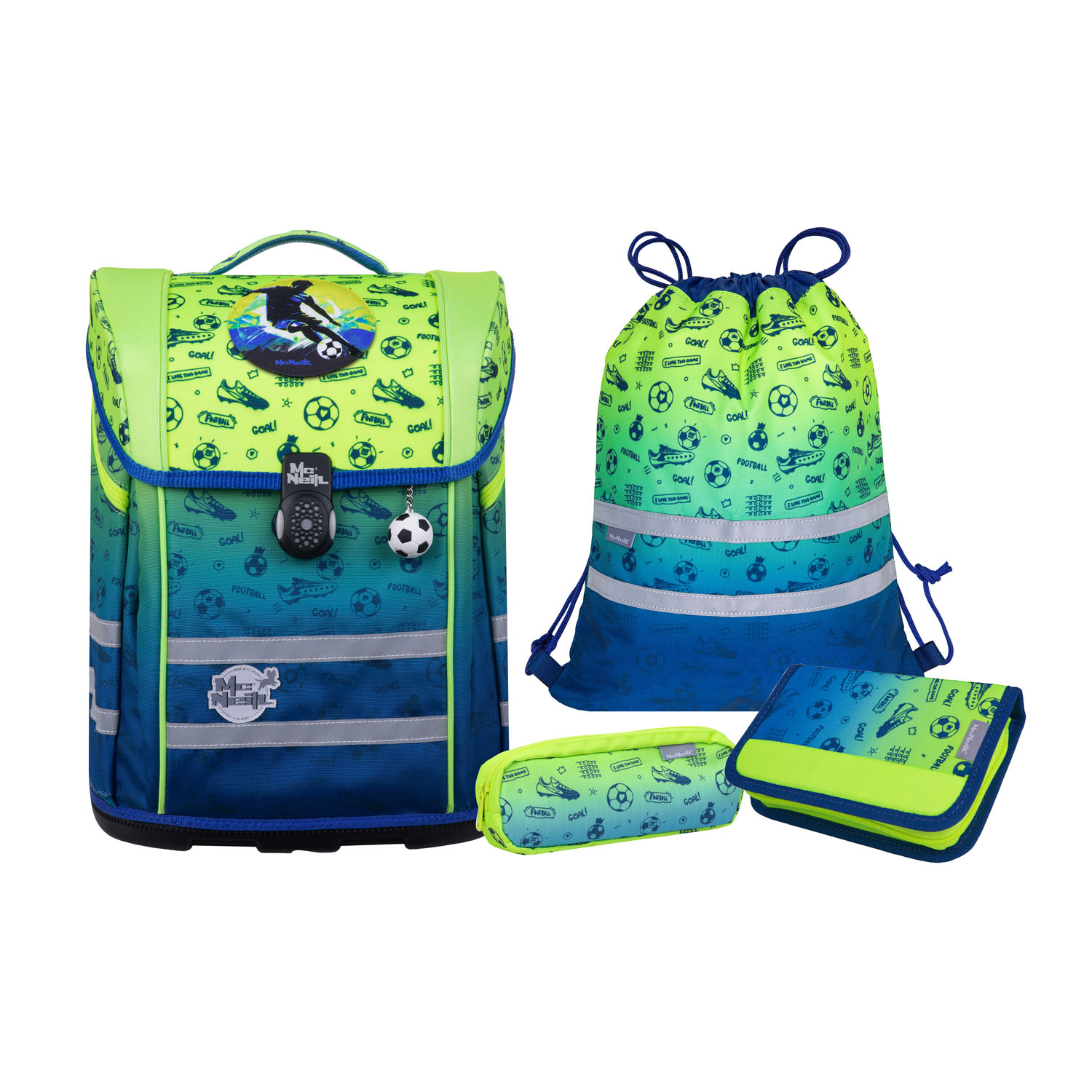 McNeill Perfecto Kollektion 2025 -Schulranzen-Set 5tlg., FOOTBALL 2T