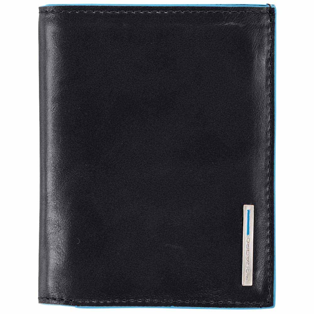 Piquadro Blue Square Herrenbrieftasche im Hochformat mit Münzfach Schwarz