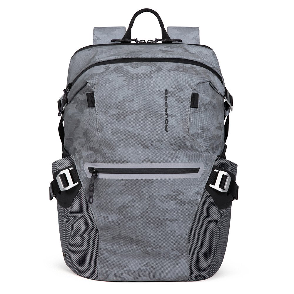 Piquadro PQ-Modular Laptoprucksack 15,6" aus rezykliertem antiviralen-Stoff und Diebstahlsicherung