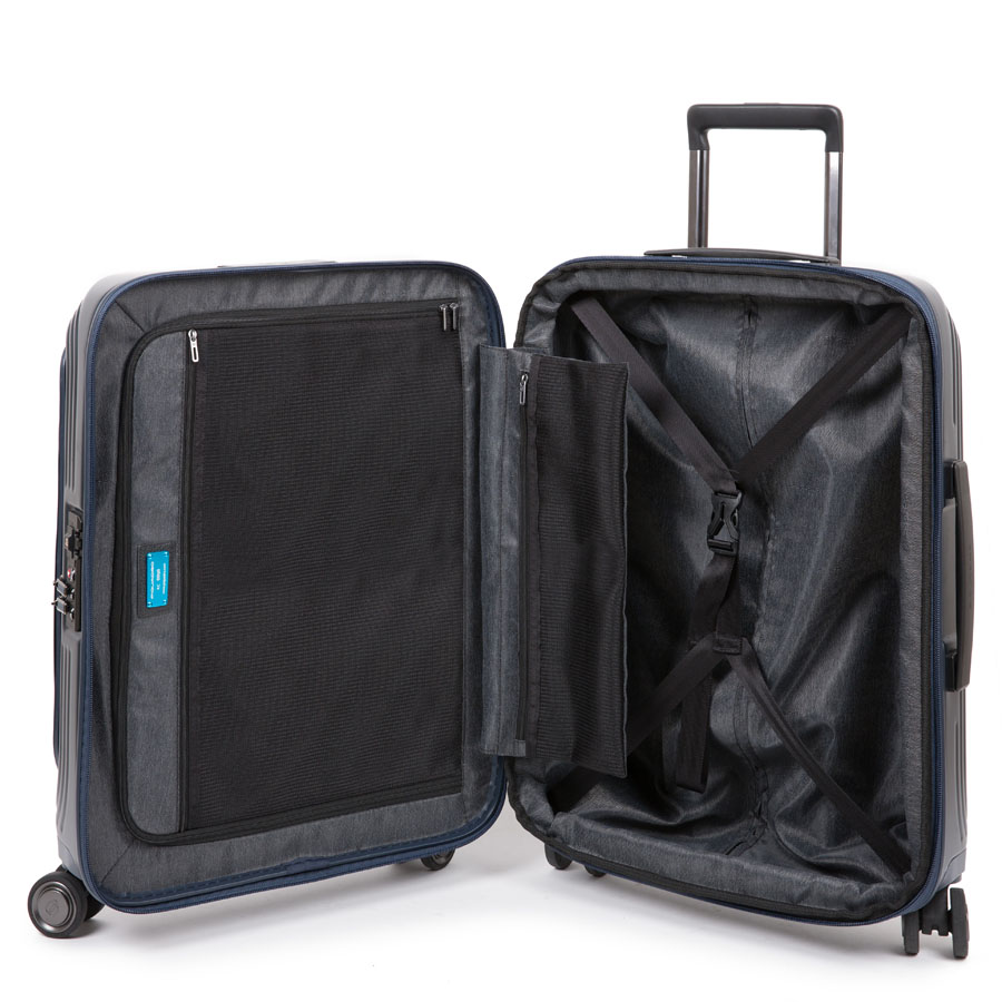 Piquadro PQ-Biz Kabinenlaptoptrolley mit Vortasche, 4-R, erweiterbar, BagMotic schwarz