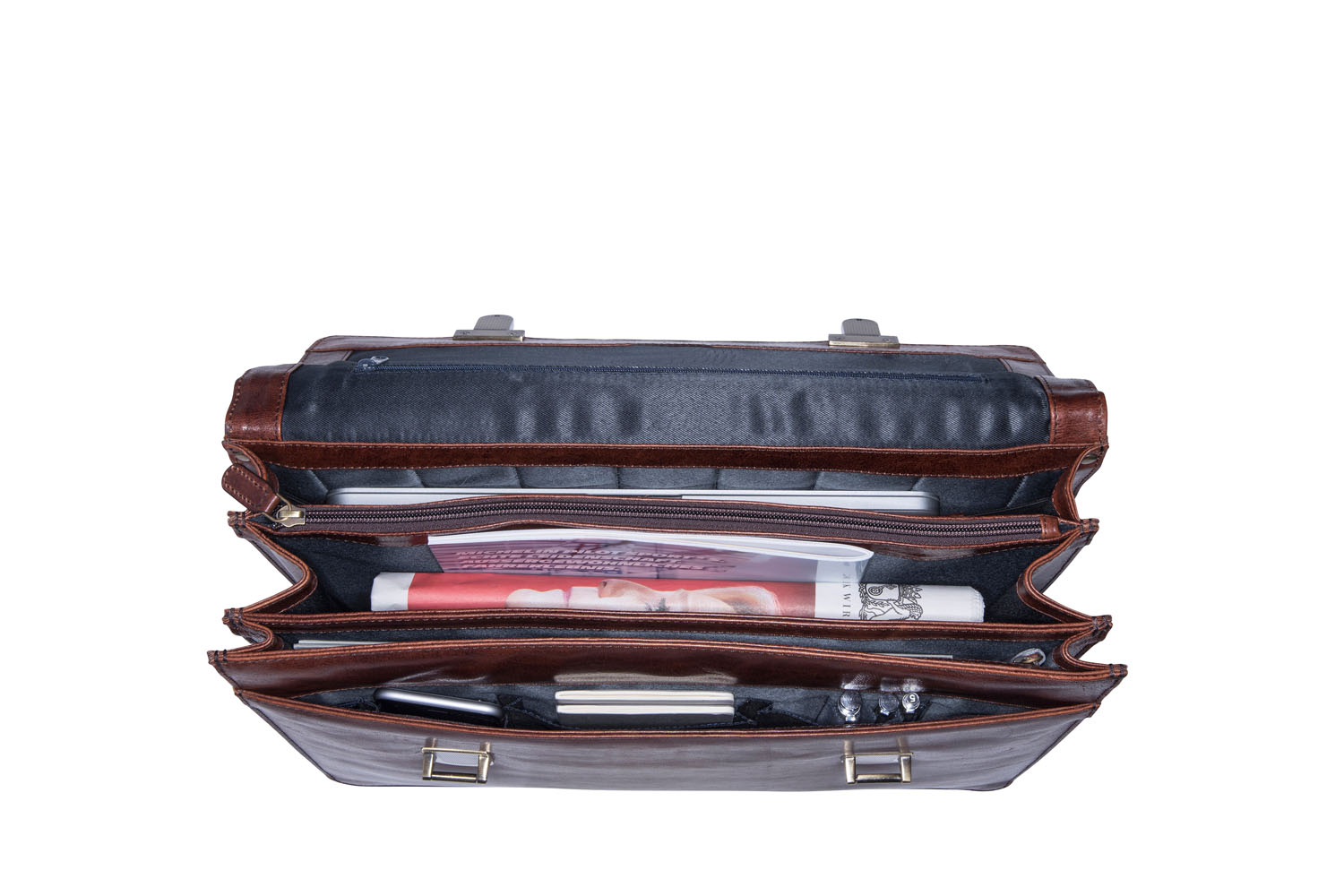 Leonhard Heyden Cambridge Leder-Aktentasche 3-Fächer mit Laptopfach 15"