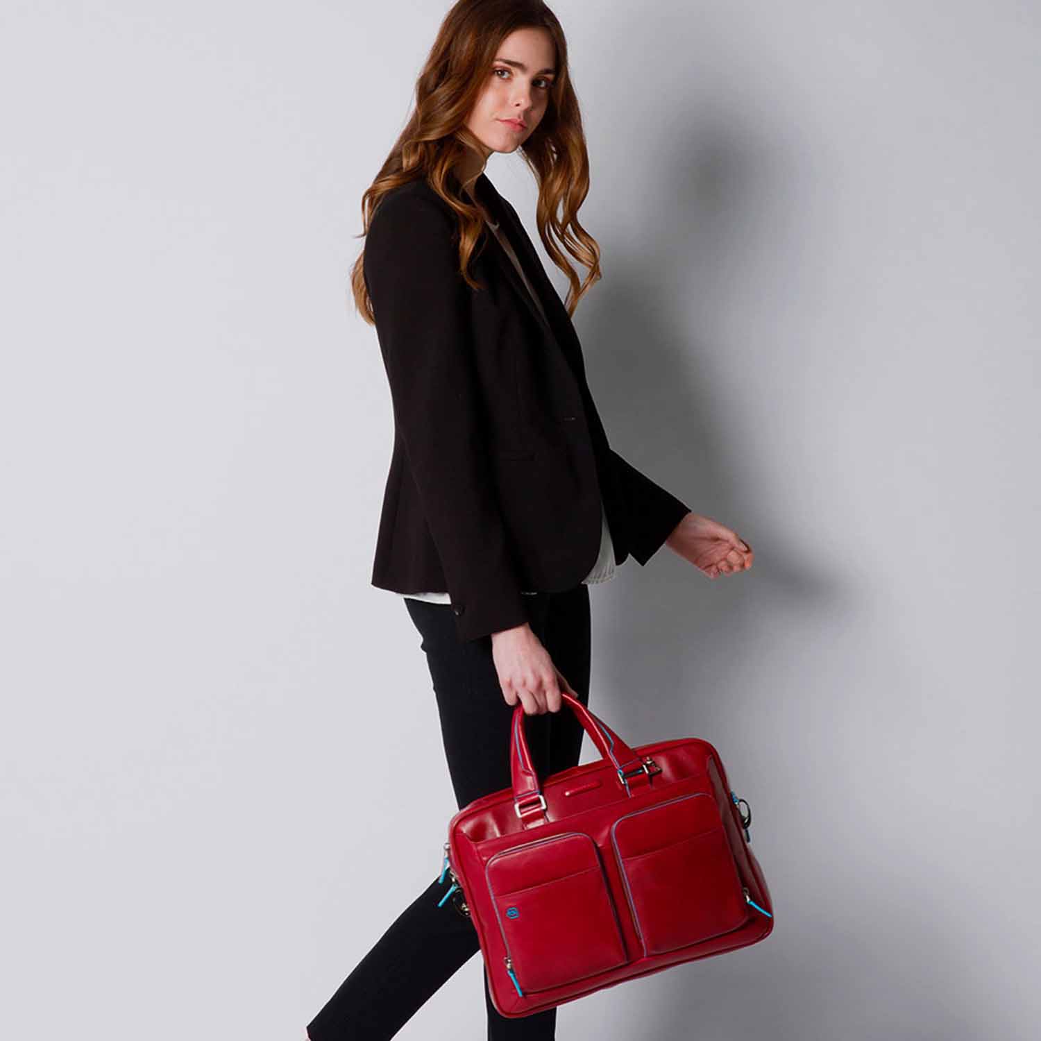 Piquadro Blue Square Schmale Laptoptasche mit Laptofach 14" verde/nero