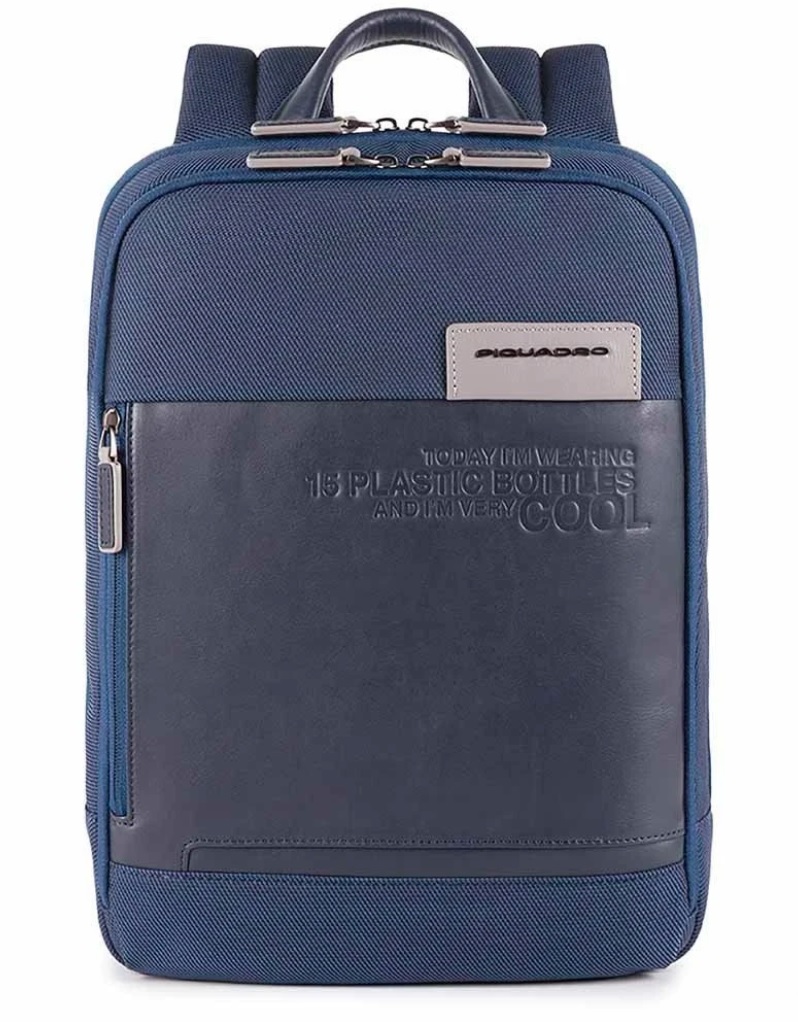 Piquadro Ade Laptoprucksack aus recyceltem Stoff blau Piquadro Ade Laptoprucksack aus recyceltem Stoff blau