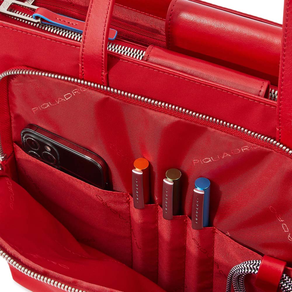 Piquadro PQ-RY Große Damenlaptoptasche 14" aus rezykliertem Stoff Rot