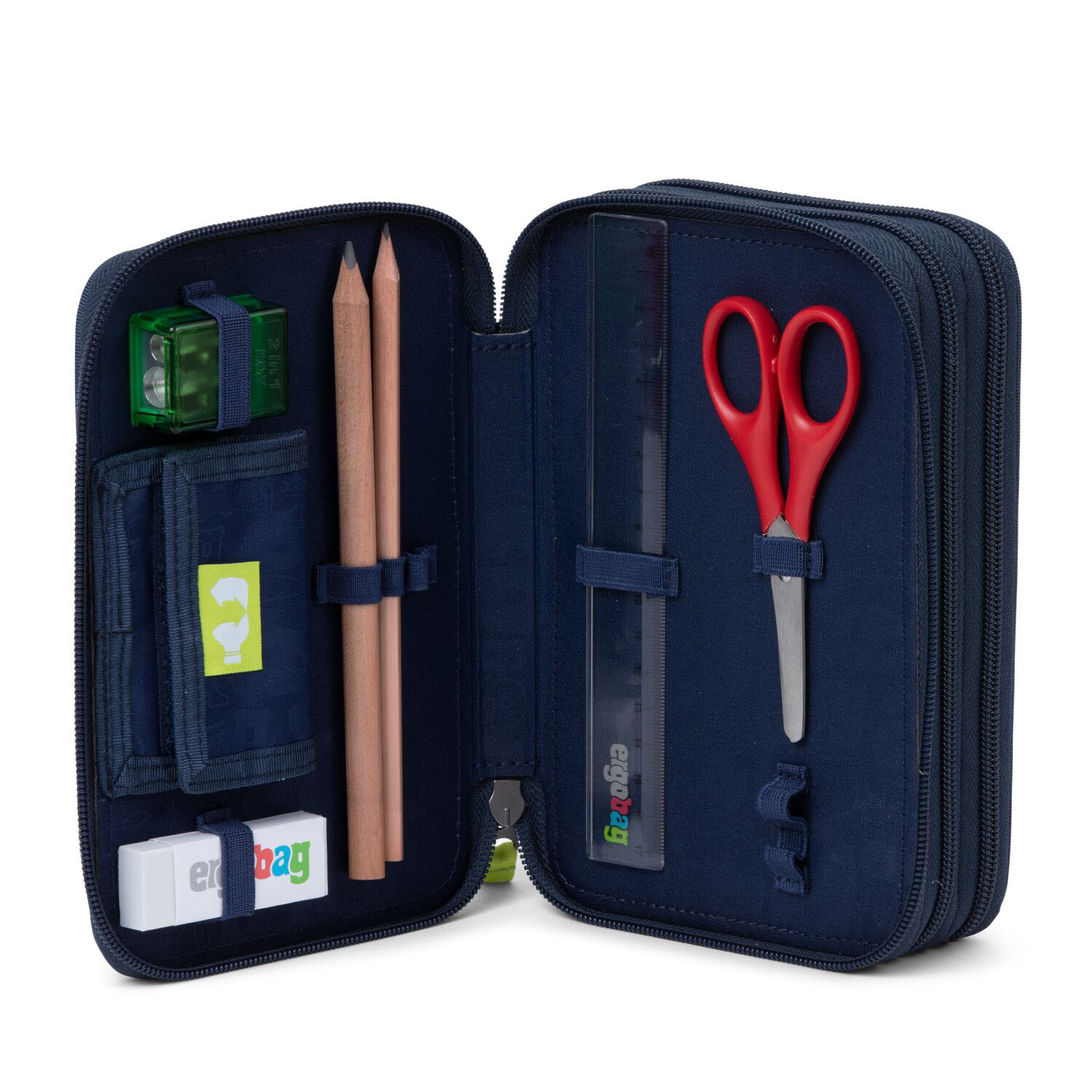 ergobag Schulzubehör REFLEX GLOW Maxi-Mäppchen, befüllt mit 3 Fächern ZauBärwelt