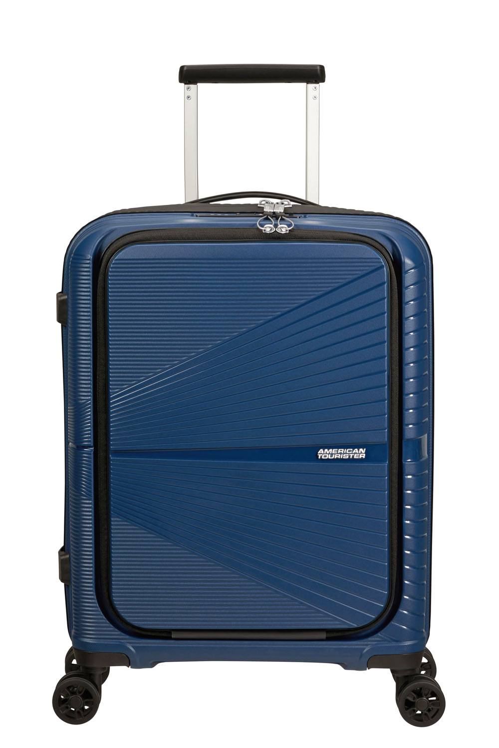 American Tourister Airconic Handgepäck Trolley 55cm mit Fronttasche + GRATIS HOTELGUTSCHEIN Midnight Navy
