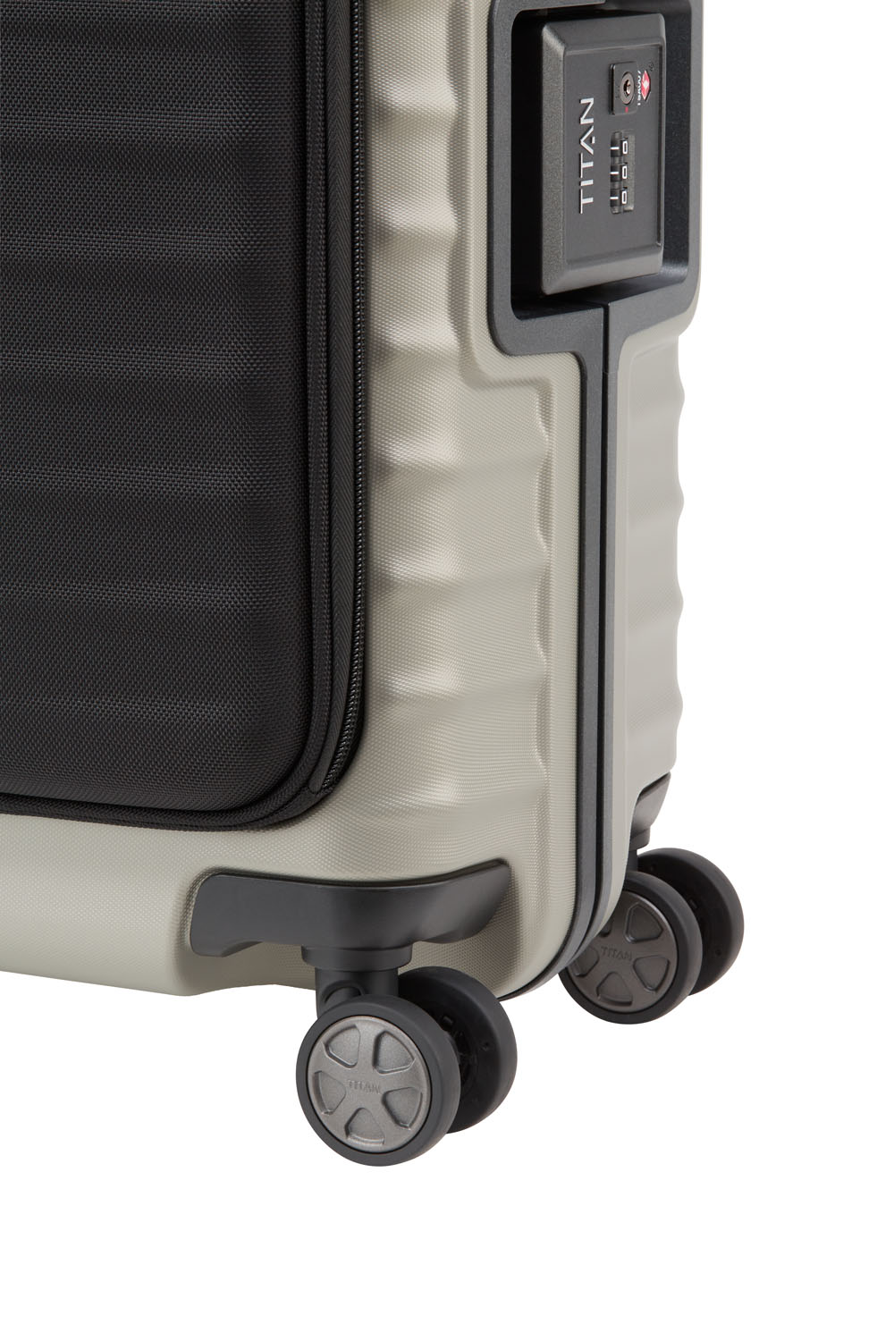 TITAN Litron Frame Trolley S, Handgepäck-Koffer mit Vortasche + Gratis Hotelgutschein Champagner