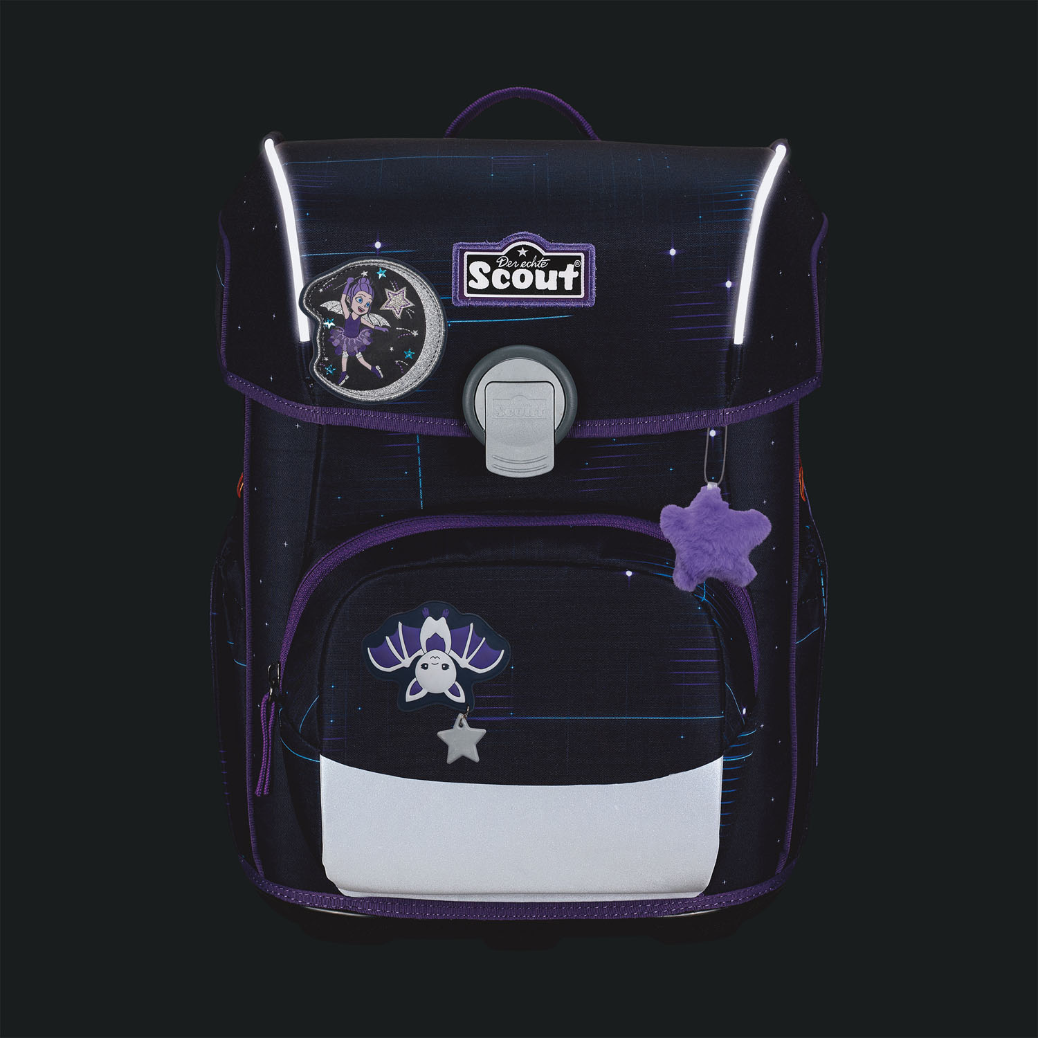 Scout Neo Exklusiv Safety Light Schulranzen-Set 5-teilig Spooky Starlight