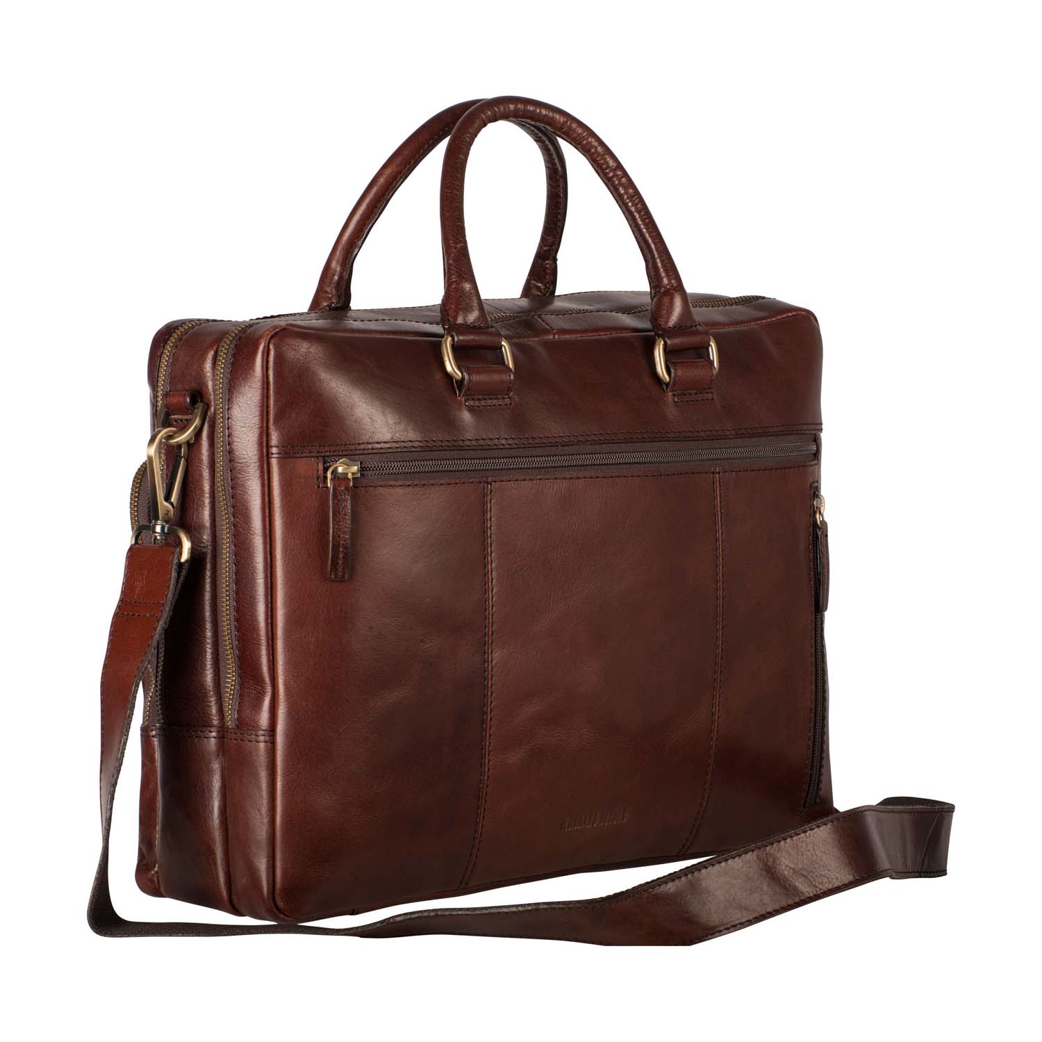 Leonhard Heyden Cambridge Leder-RV-Aktentasche 2-Fächer mit Laptopfach 15" rotbraun