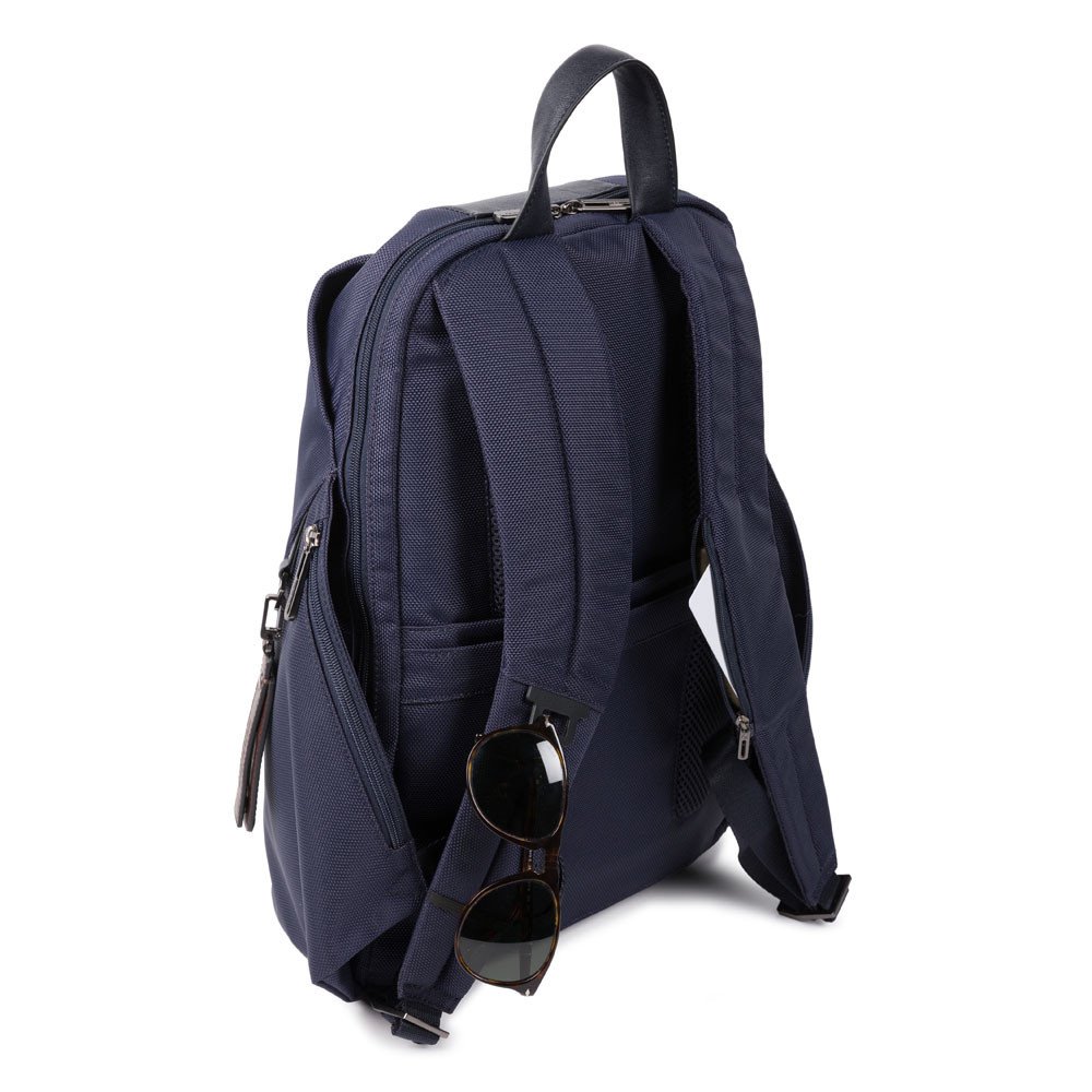 Piquadro Brief 2 Laptoprucksack 14" aus rezykliertem Stoff mit iPad®-Fa Blau