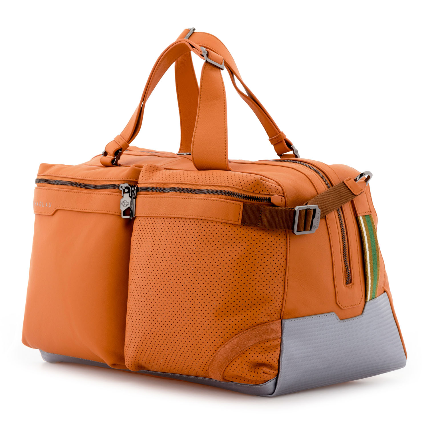 SCHARLAU Slackline MERAYO Leder-Reisetasche Orange