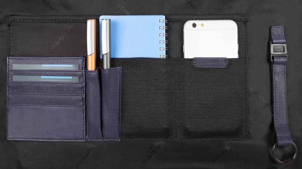 Piquadro Black Square Schmale Kurzgrifflaptoptasche 15" mit Tabletfach oceanblau