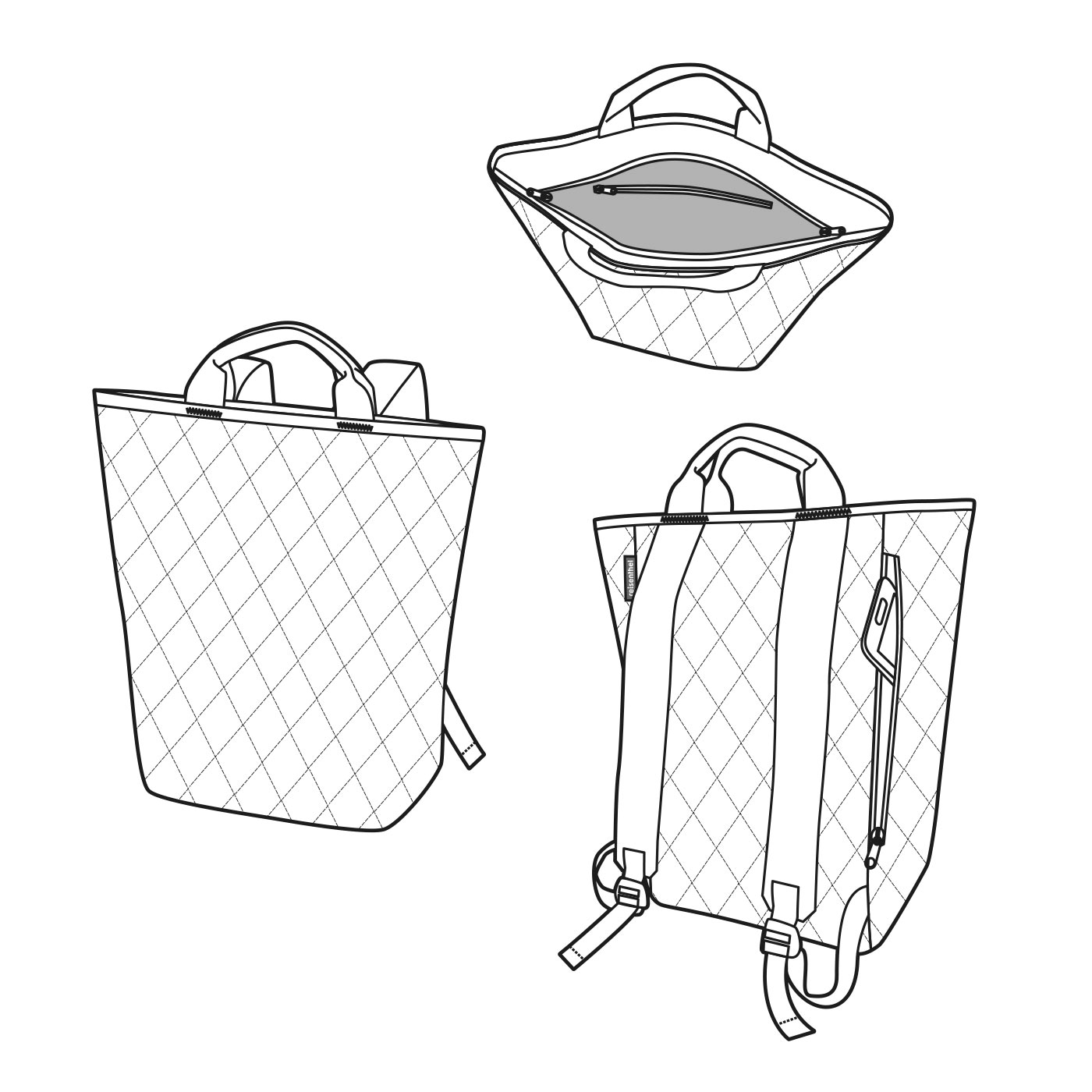 Reisenthel Shopping shopper backpack rhombus black Reisenthel Shopping shopper backpack rhombus black