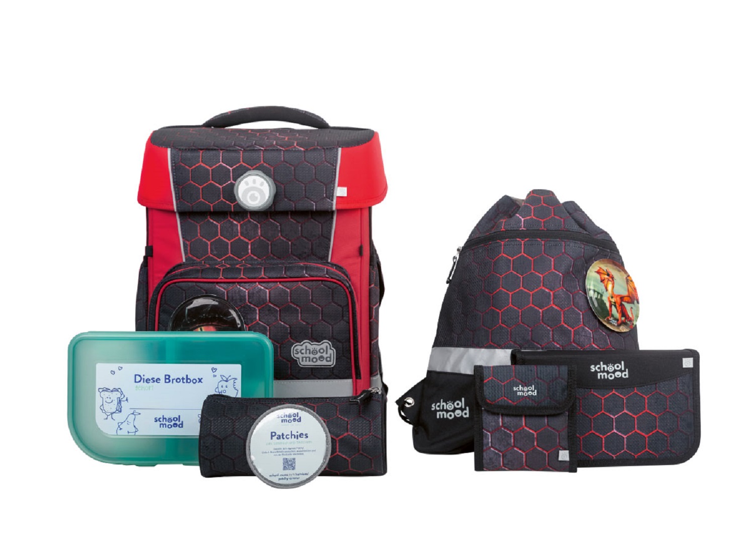 School-Mood Champion 7-tlg. Schulranzenset Mika (Drache) School-Mood Champion 7-tlg. Schulranzenset Mika (Drache)