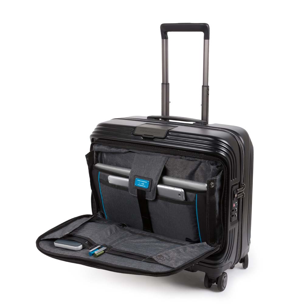 Piquadro PQ-Biz Fastcheck computertrolley, 15,6" Laptopfach, BagMotic schwarz