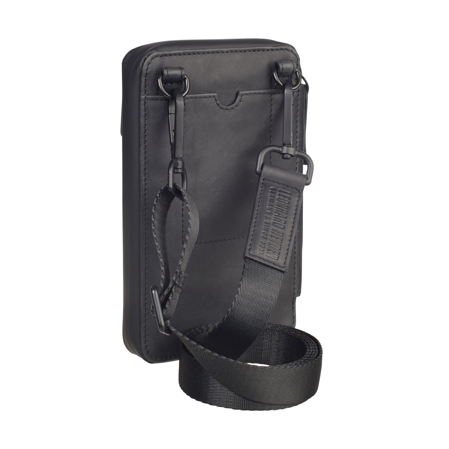 Leonhard Heyden Den Haag Leder-Handy-Umhängetasche Schwarz