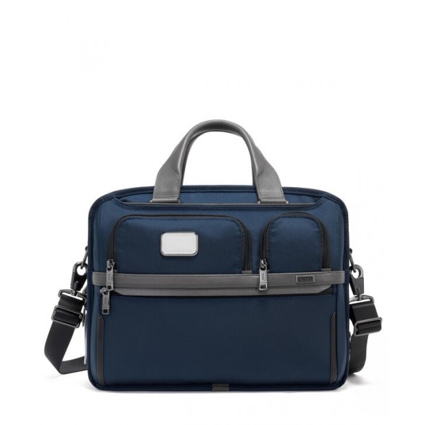 Tumi Alpha 3 Organizer-Laptop-Aktentasche aus Ballistic Nylon, erweiterbar + GRATIS HOTELGUTSCHEIN Navy/Grey