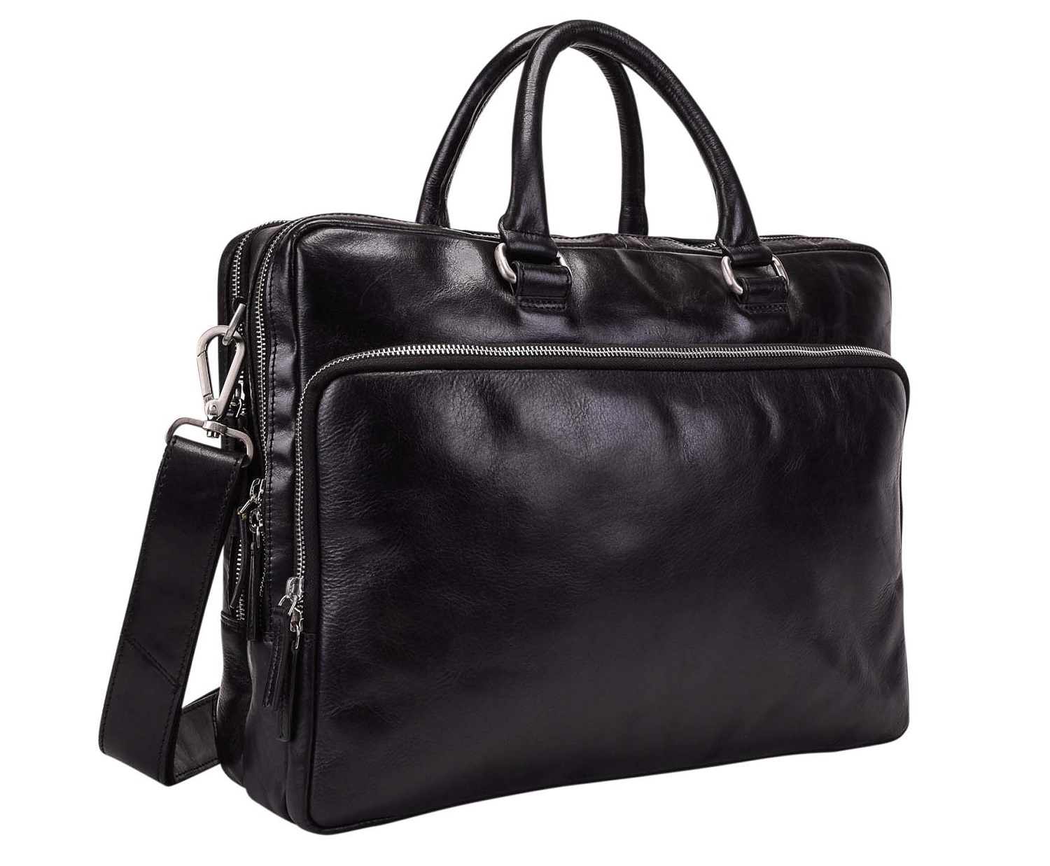Leonhard Heyden Cambridge Leder-RV-Aktentasche 2-Fächer mit Laptopfach 15" schwarz