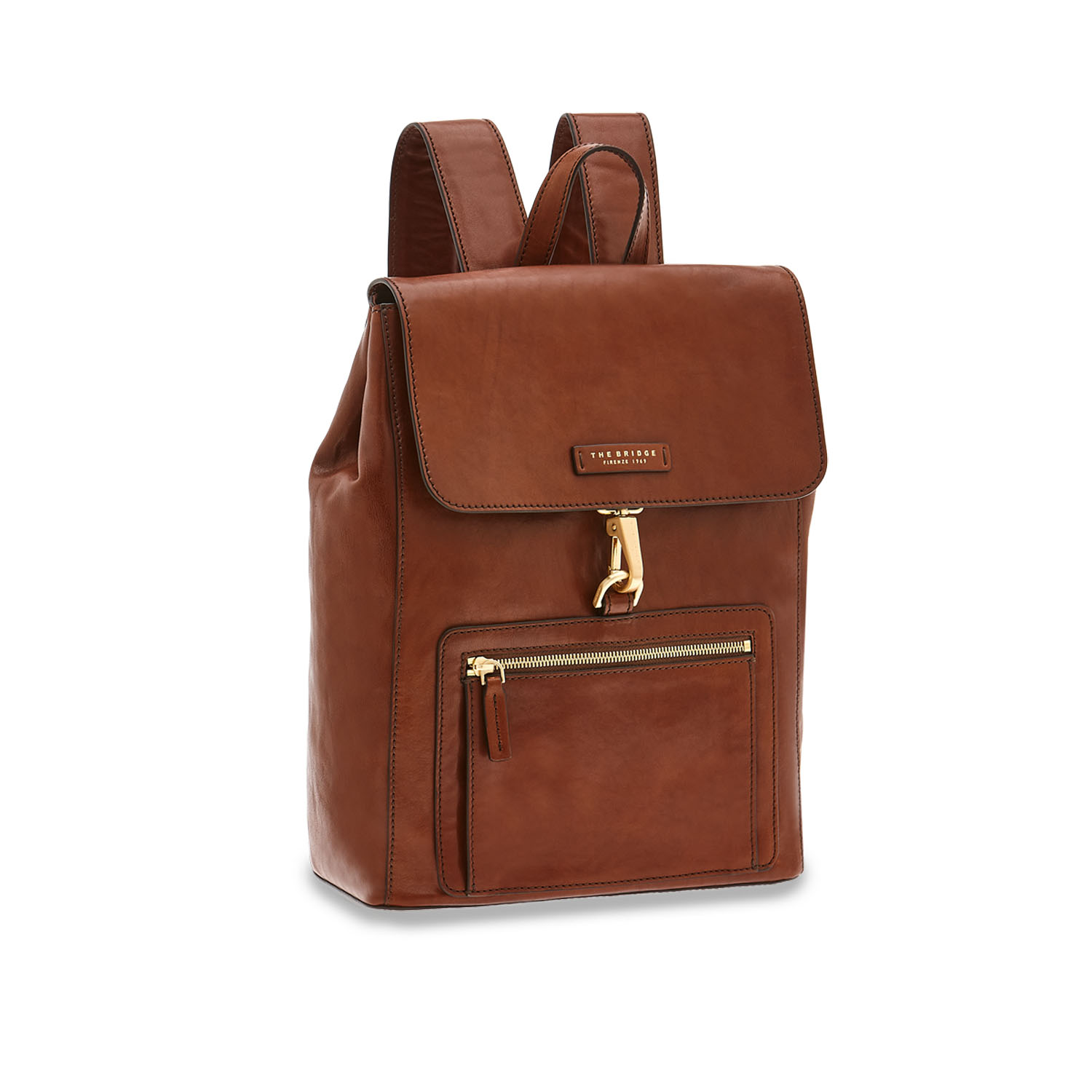 The Bridge Alberto Leder-Rucksack Braun/Gold