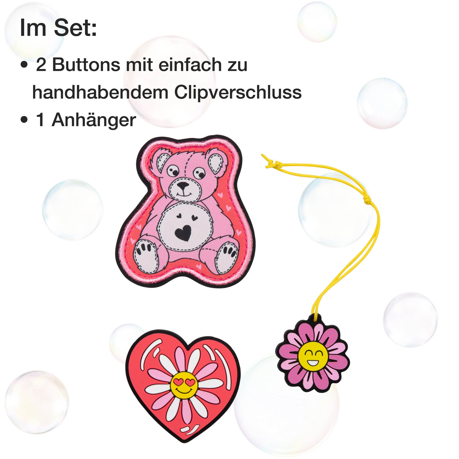 DerDieDas Schulzubehör Wechselbuttons 3er Set Roses DerDieDas Schulzubehör Wechselbuttons 3er Set Roses