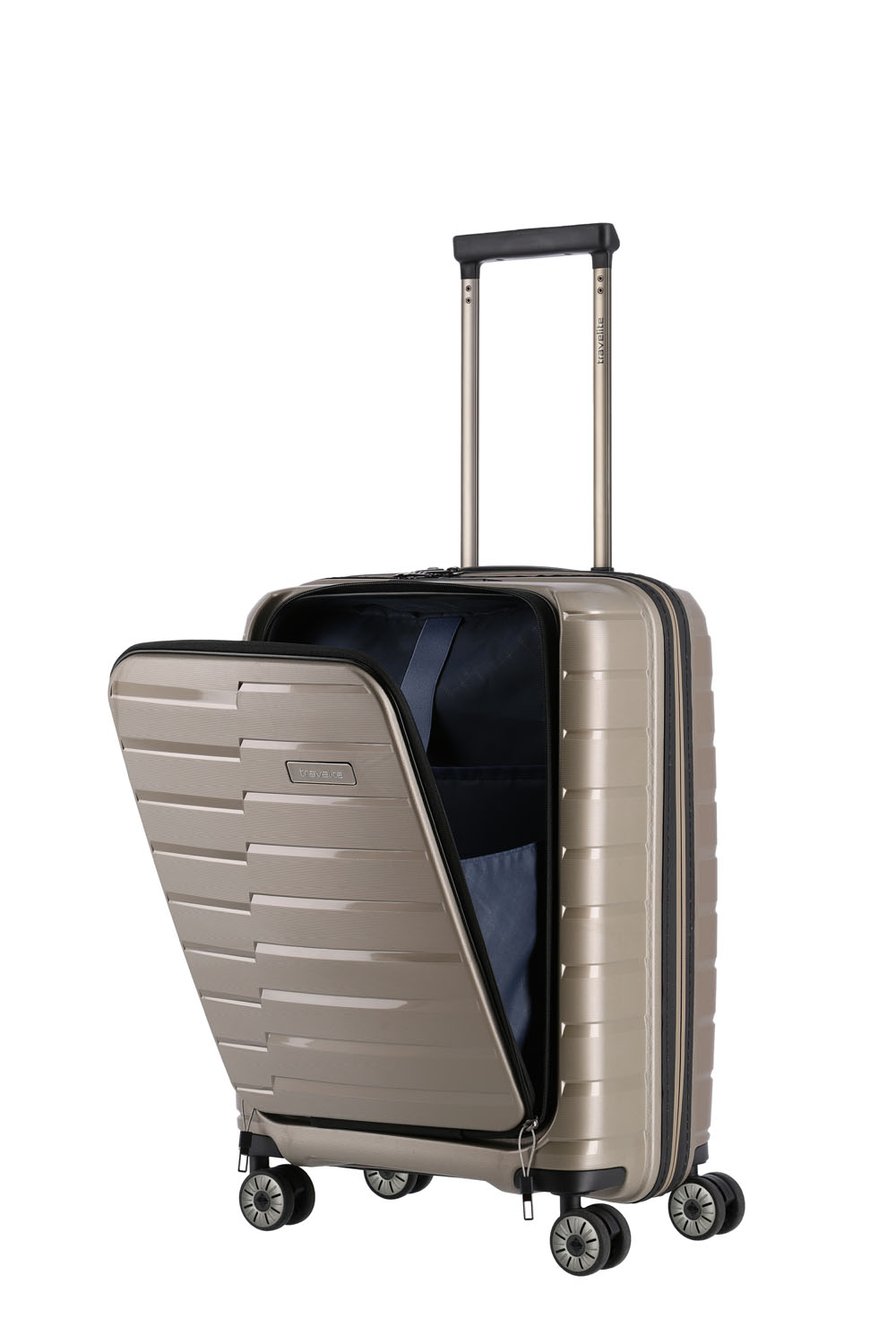Travelite Air Base Trolley S, 4 Rollen mit Vortasche Champagner