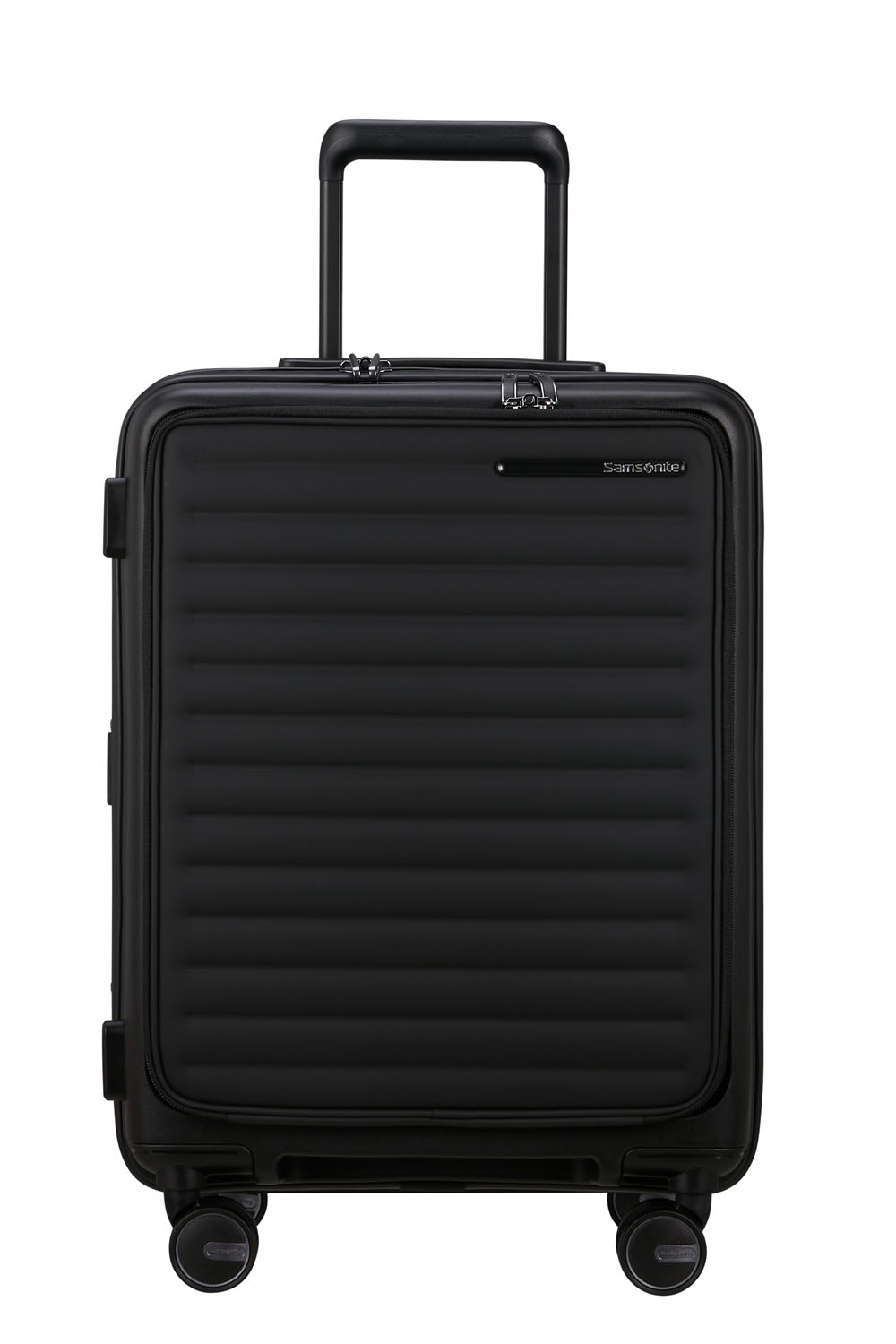 Samsonite Restackd EASY ACCESS Trolley mit 4 Rollen erweiterbar 55cm + GRATIS HOTELGUTSCHEIN Schwarz