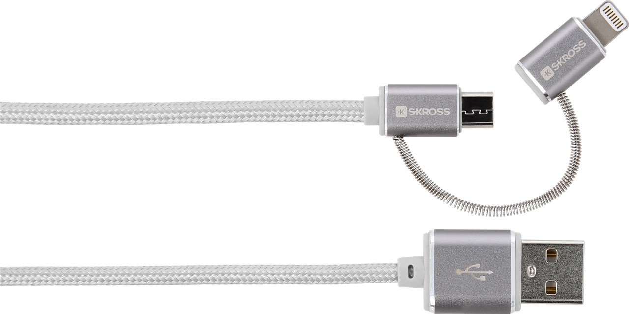 SKROSS Charge'n Sync 2in1 Micro USB & Lightning Connector - Steel Line SKROSS Charge'n Sync 2in1 Micro USB & Lightning Connector - Steel Line