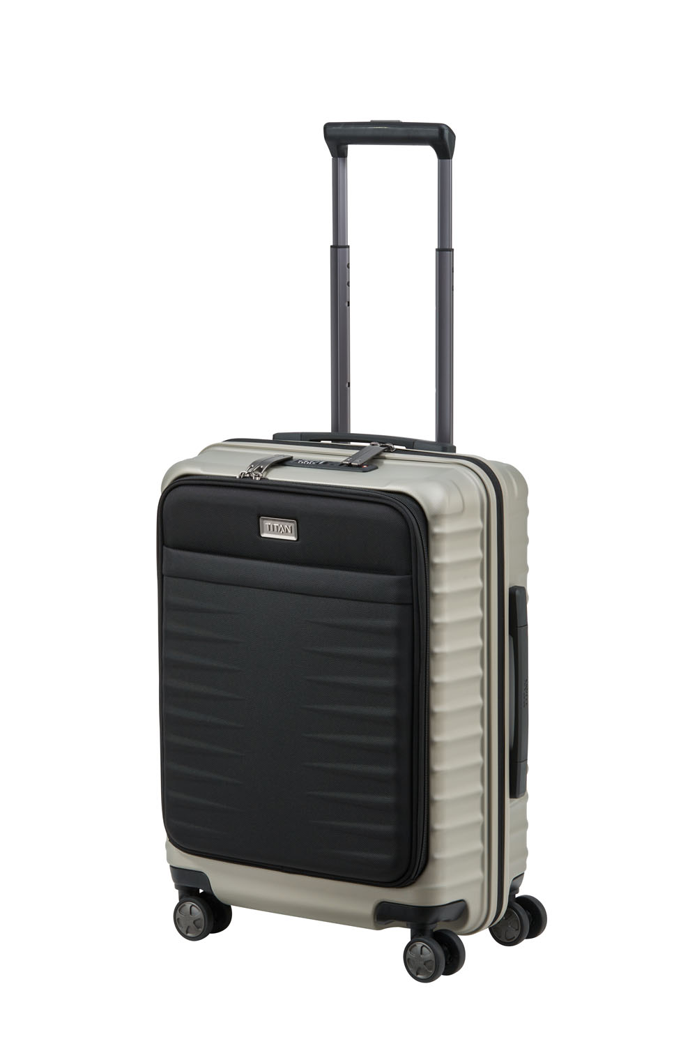 TITAN Litron 4-Rollen Trolley S mit Vortasche + Gratis Hotelgutschein Champagner