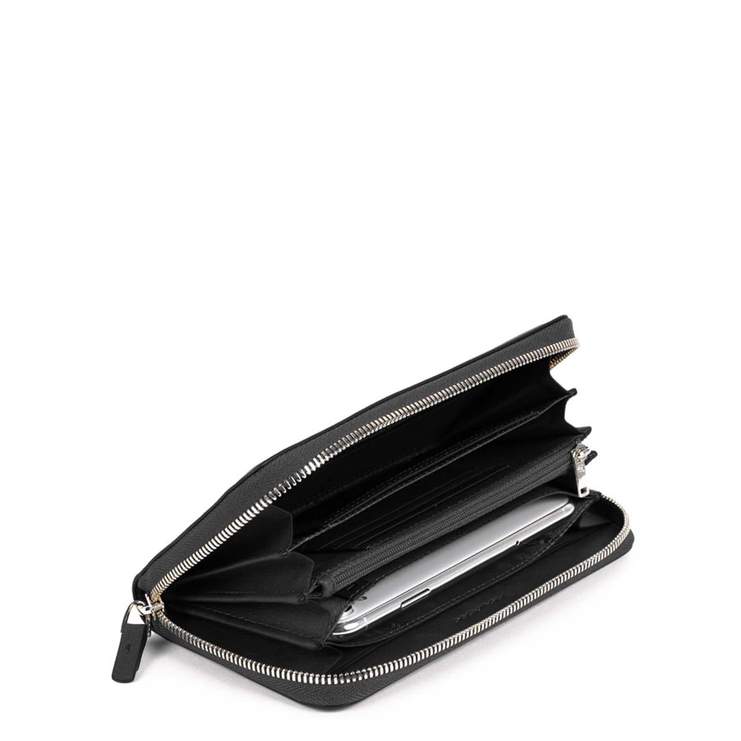 Piquadro Gea RV-Damenbörse mit Smartphone-Fach und RFID-Blocker schwarz