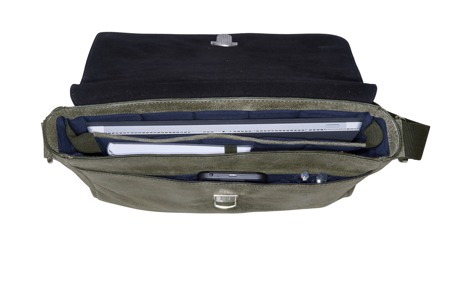 Leonhard Heyden Boston Leder-Umhängetasche M 5227 mit Tabletfach grau/braun