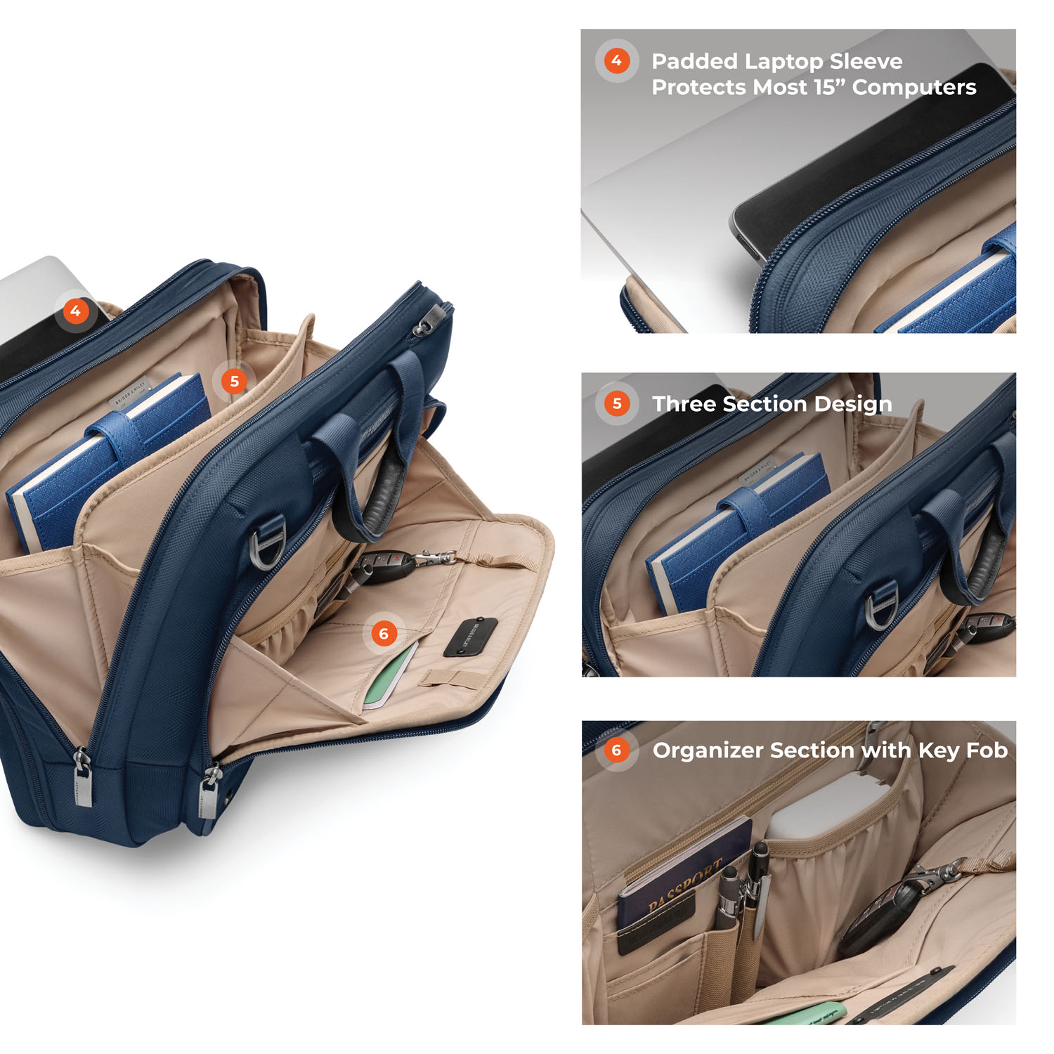 Briggs & Riley Business 2.0 Medium Expandable Brief Navy Briggs & Riley Business 2.0 Medium Expandable Brief Navy